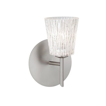 Besa Lighting Nico 4 Mini Sconce, Glitter Stone, Satin Nickel Finish, 1x5W LED 1SW-5125GL-LED-SN